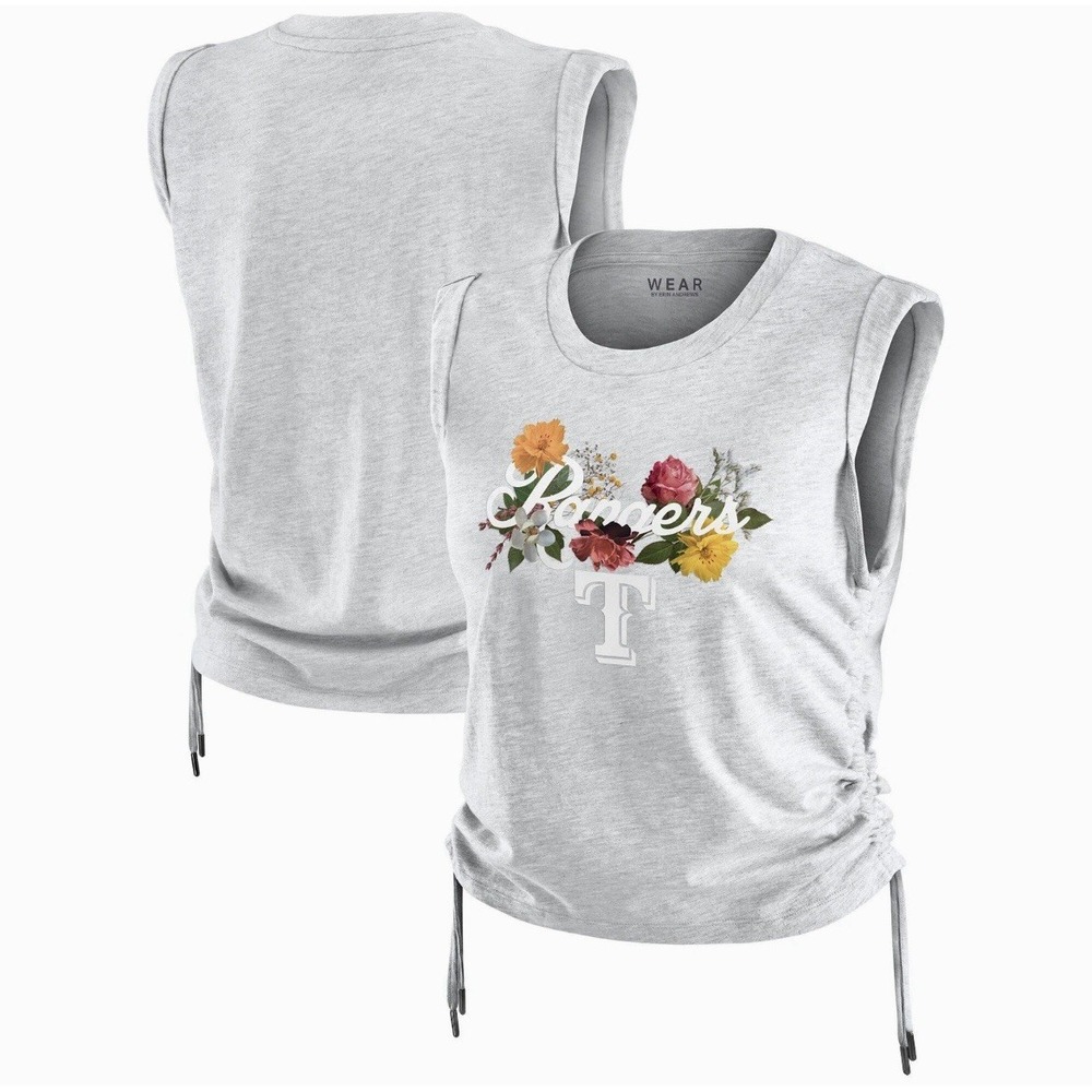 Texas Rangers Women's Side Cinched Tank Top WEAR Erin Andrews Heather Gray NWT